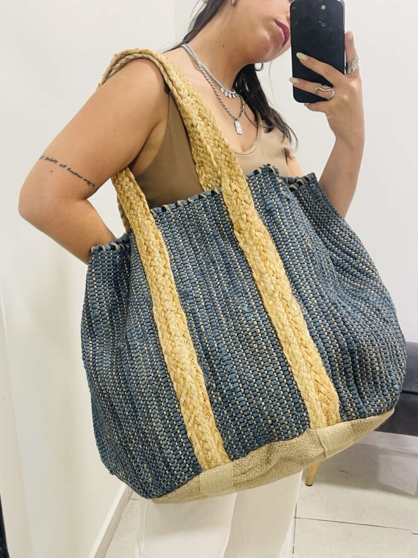 Τσάντα Oversize Cotton - Blue lovebyhands.gr