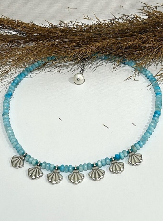 Blue Shell Necklace lovebyhands.gr