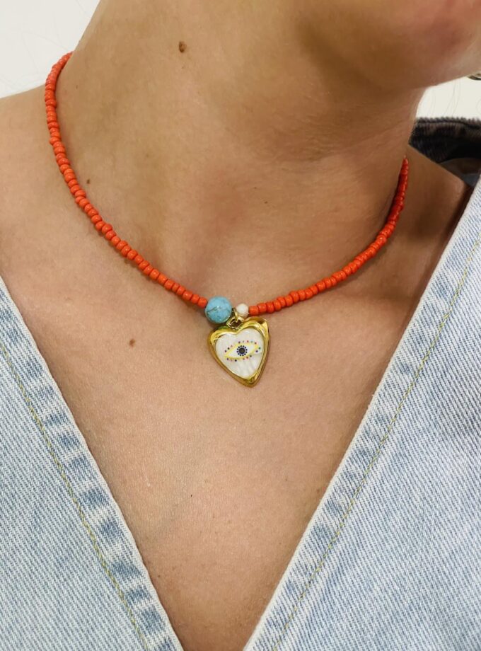 White Heart Necklace lovebyhands.gr
