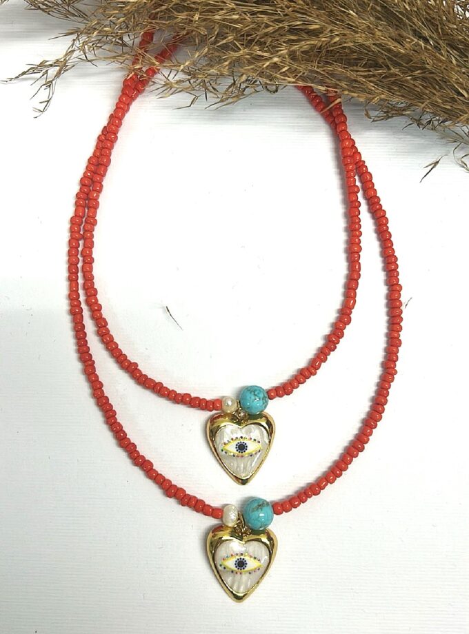 White Heart Necklace lovebyhands.gr