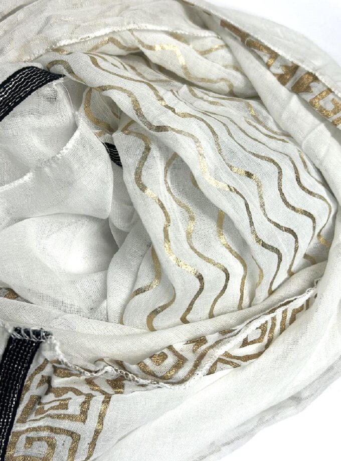 White With Gold Details Pareo lovebyhands.gr