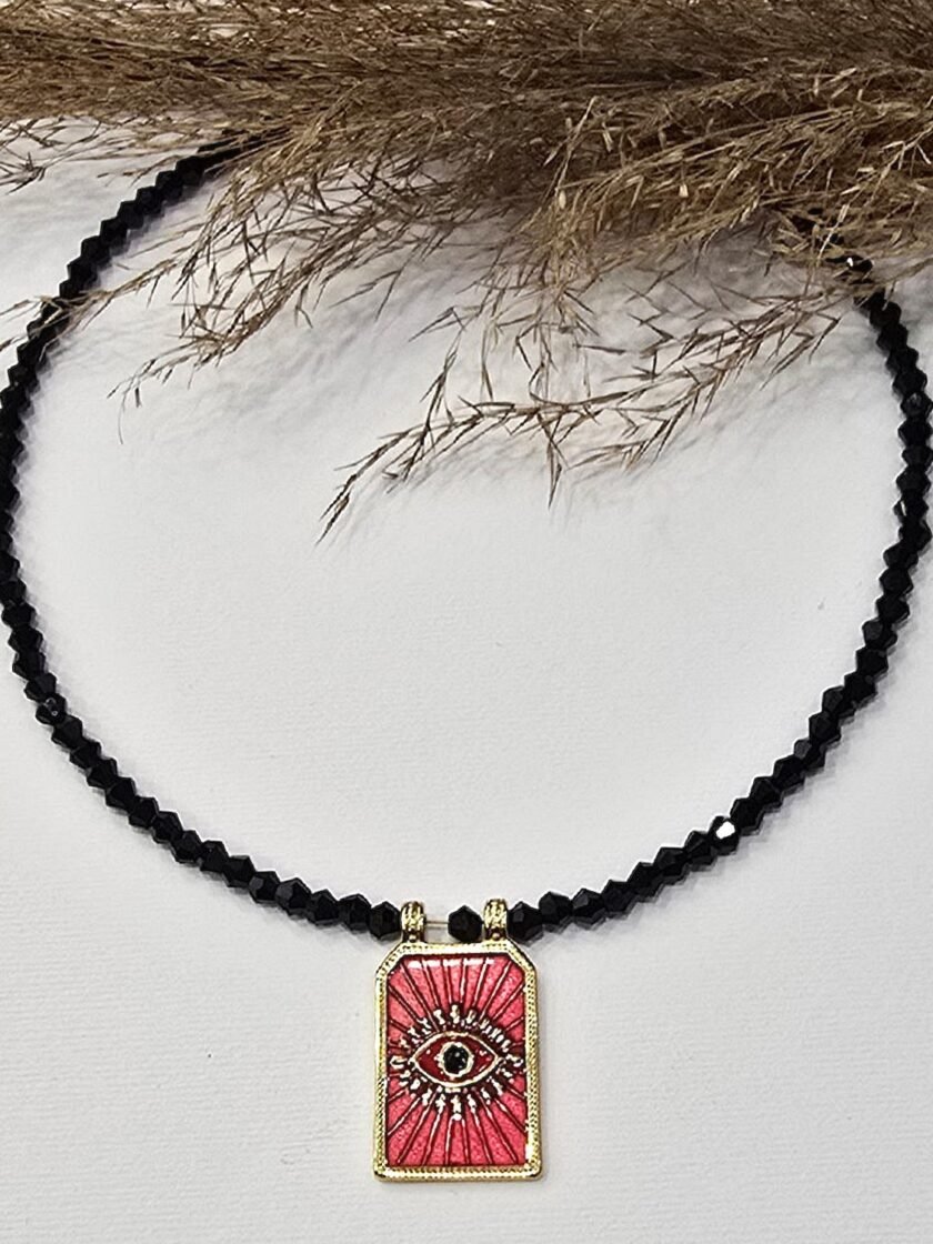 Pink Eye Necklace lovebyhands.gr