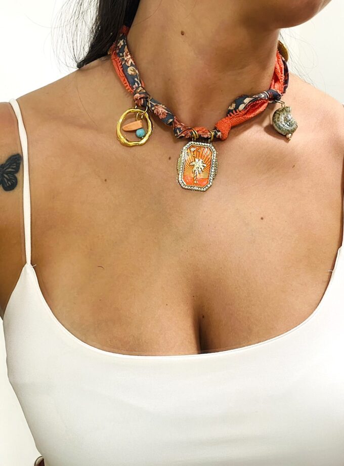 Selly Necklace – Orange lovebyhands.gr