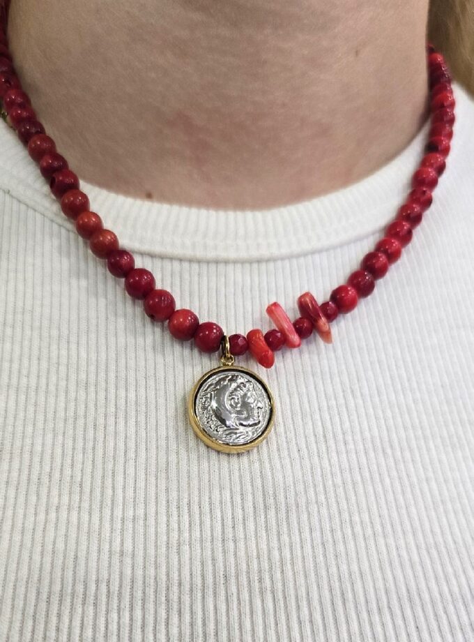 Red Double Face - Necklace lovebyhands.gr