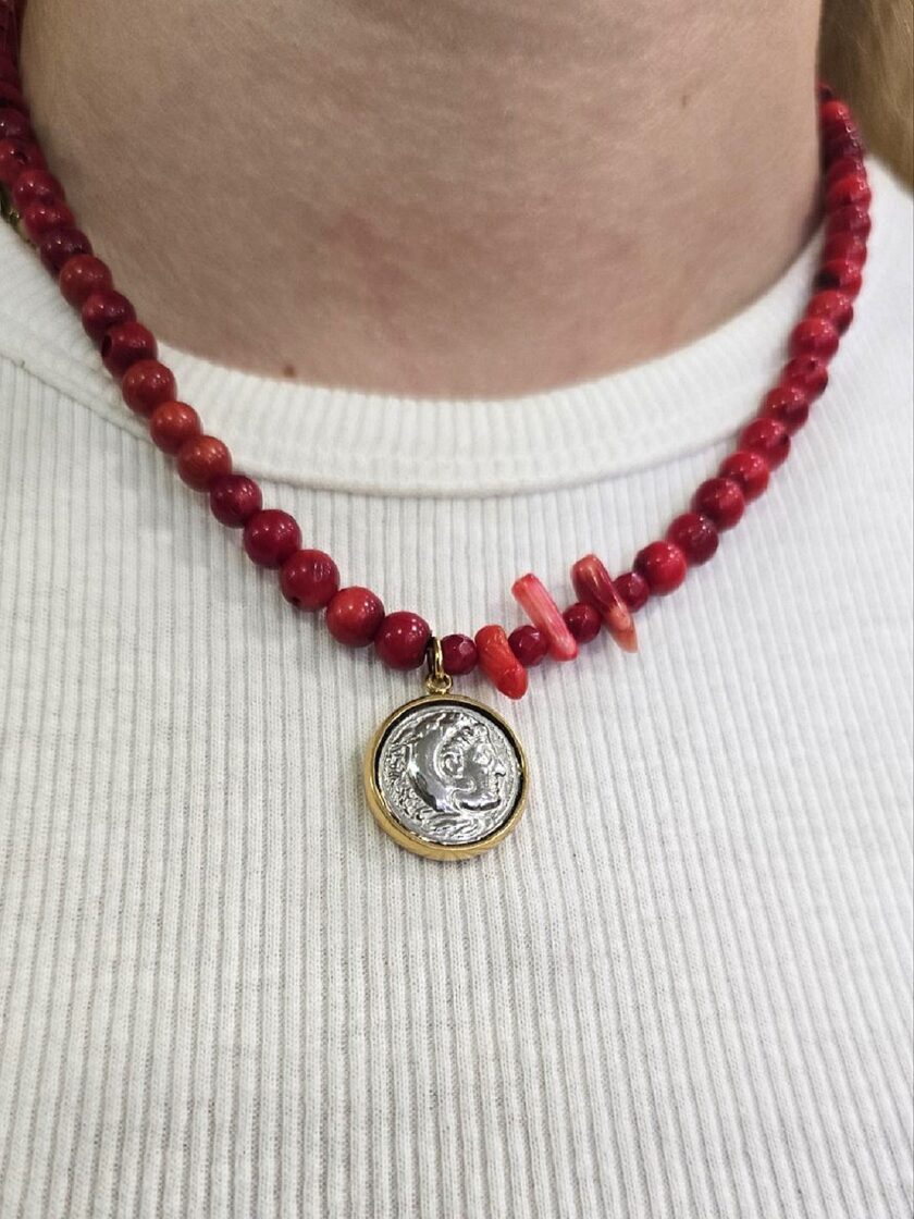 Red Double Face - Necklace lovebyhands.gr