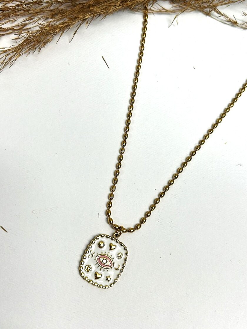 White Eye Necklace lovebyhands.gr