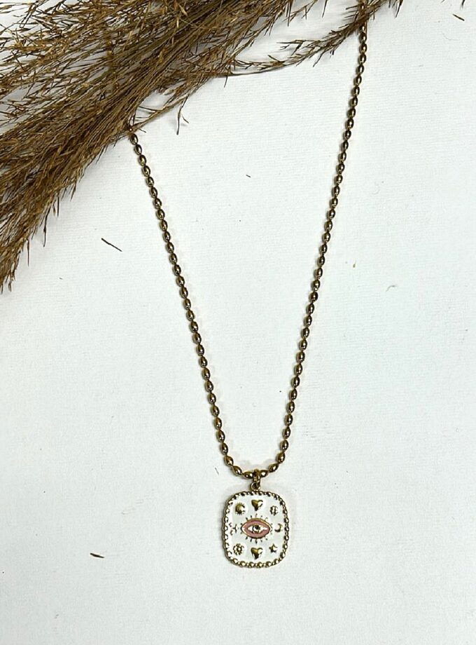 White Eye Necklace lovebyhands.gr