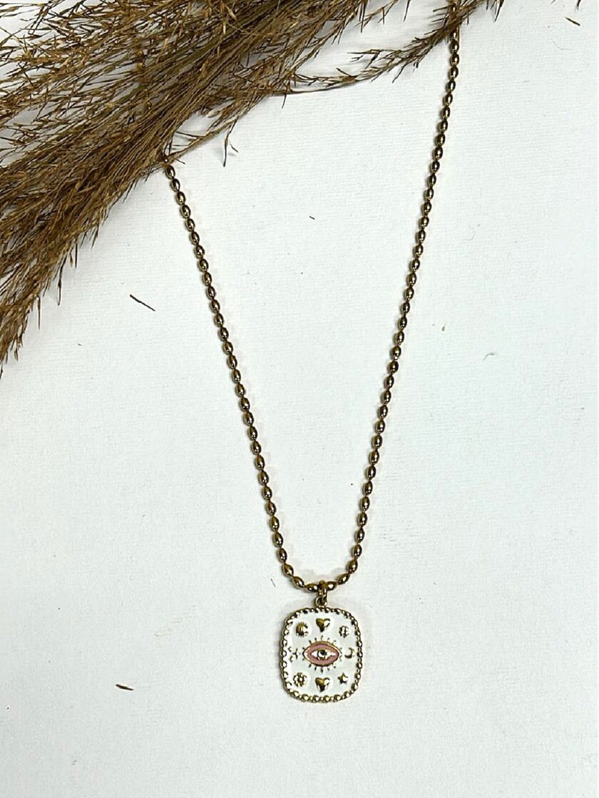 White Eye Necklace lovebyhands.gr