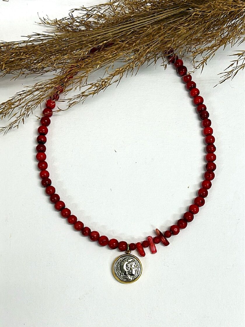 Red Double Face - Necklace lovebyhands.gr