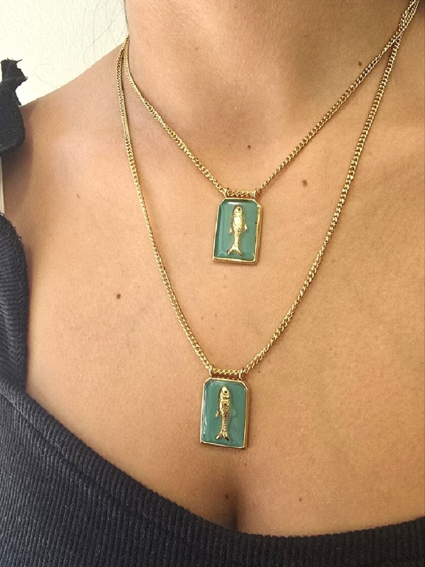Green Fish Necklace lovebyhands.gr