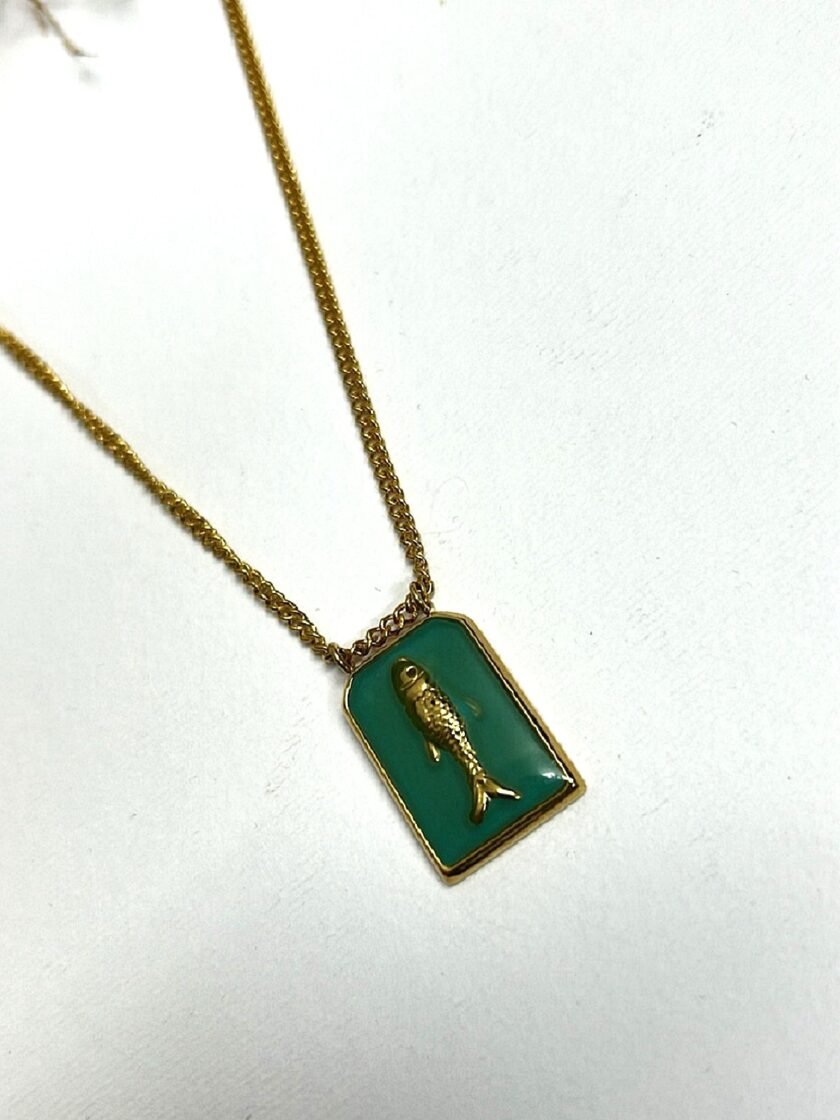 Green Fish Necklace lovebyhands.gr