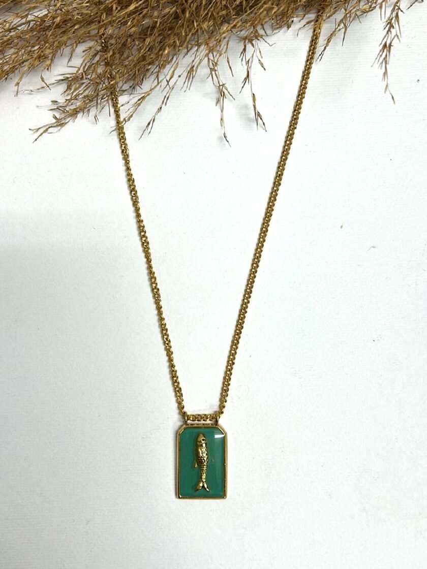 Green Fish Necklace lovebyhands.gr