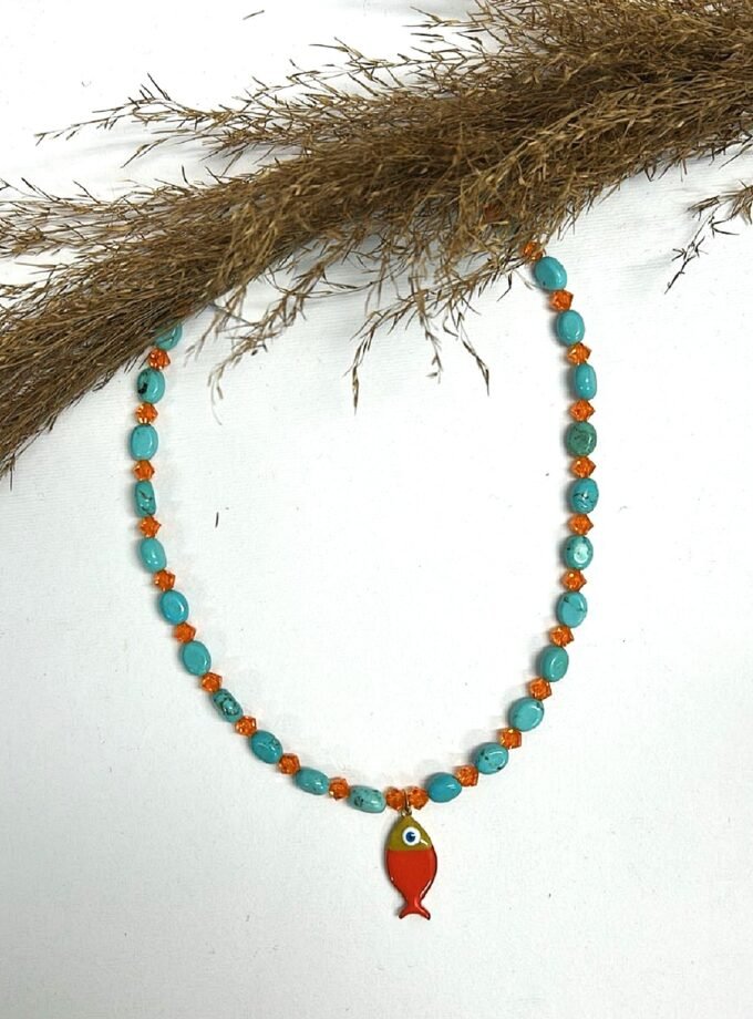 Orange Fish Necklace lovebyhands.gr
