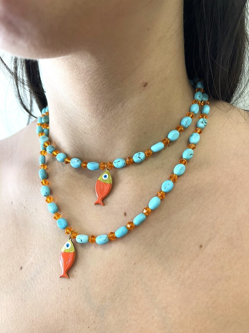 Orange Fish Necklace lovebyhands.gr