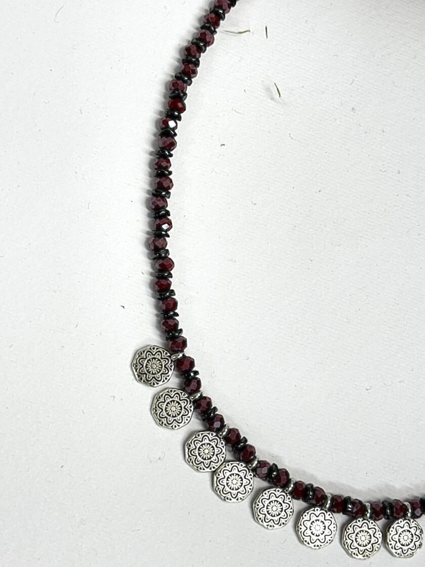 Bordeaux And Silver Necklace lovebyhands.gr